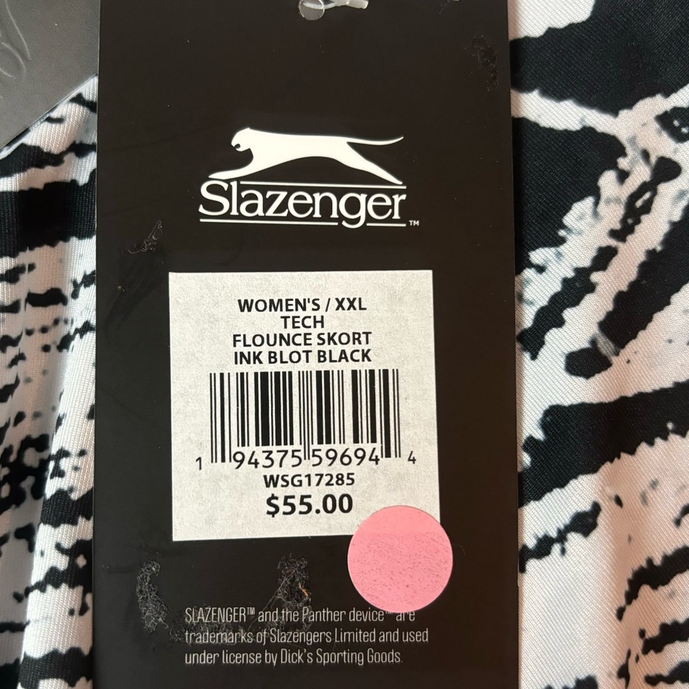 Slazenger Women Size 2XL Ink Blot Black Golf Tennis Flounce Skort Skirt NEW - Picture 6 of 7
